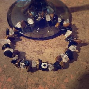 Tiger Eye, Clear Quartz and Black Obsidian w/ 🧿